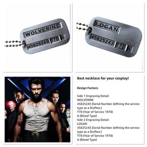 X-Men Wolverine Logan Necklace Vintage Weapon-X Dog Tag